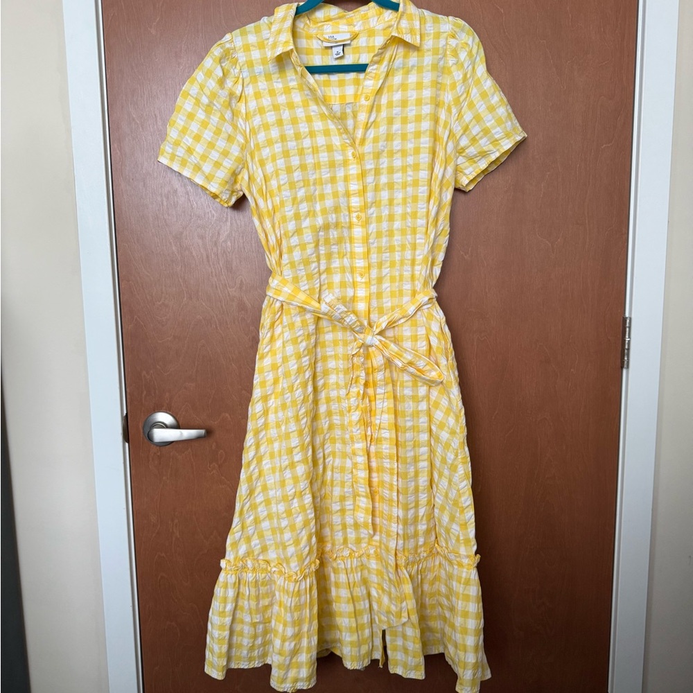Lisa Marie Fernandez Yellow Check Midi Dress